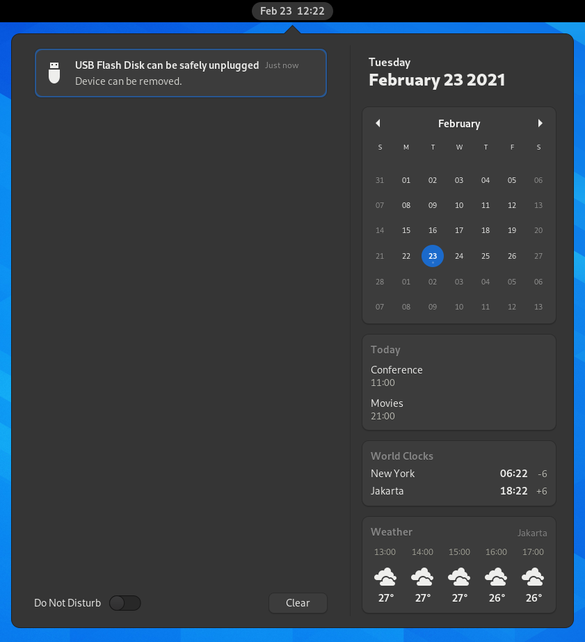Clock, calendar, appointments and notifications
